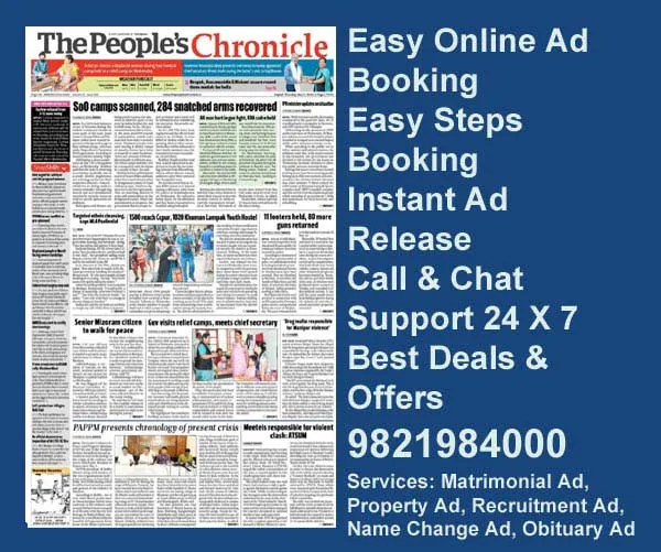 The-Peoples-Chronicle-advertisement-ad-rates Newspaper ad in The The-Peoples-Chronicle booking Riyo Advertising