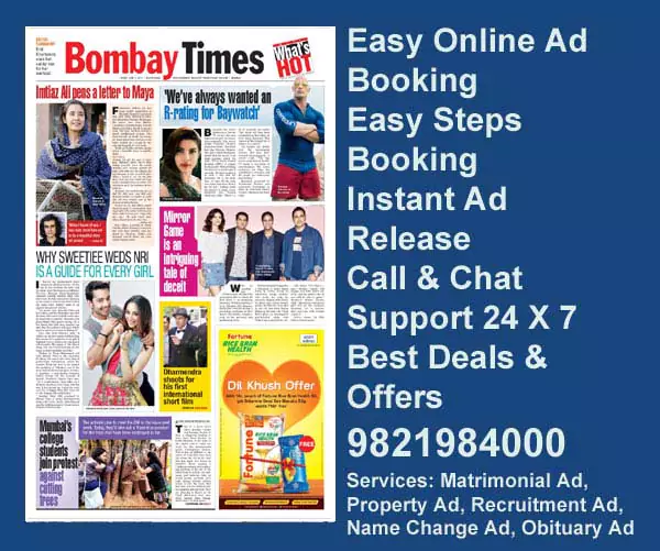 Bombay-Times advertisement Bombay Timesad rate