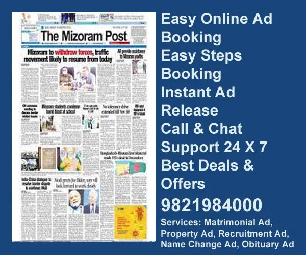Mizoram Post ads in local and national newspapers Mizoram Post ad Rates for 2024