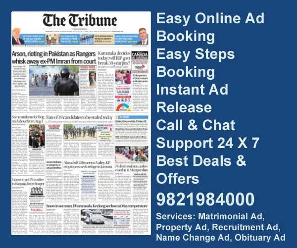 The Tribune ads in local and national newspapers The Tribune ad Rates for 2024